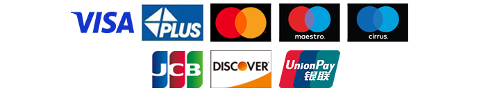 VISA PLUS MasterCard Maestro Cirrus JCB Discover UnionPay